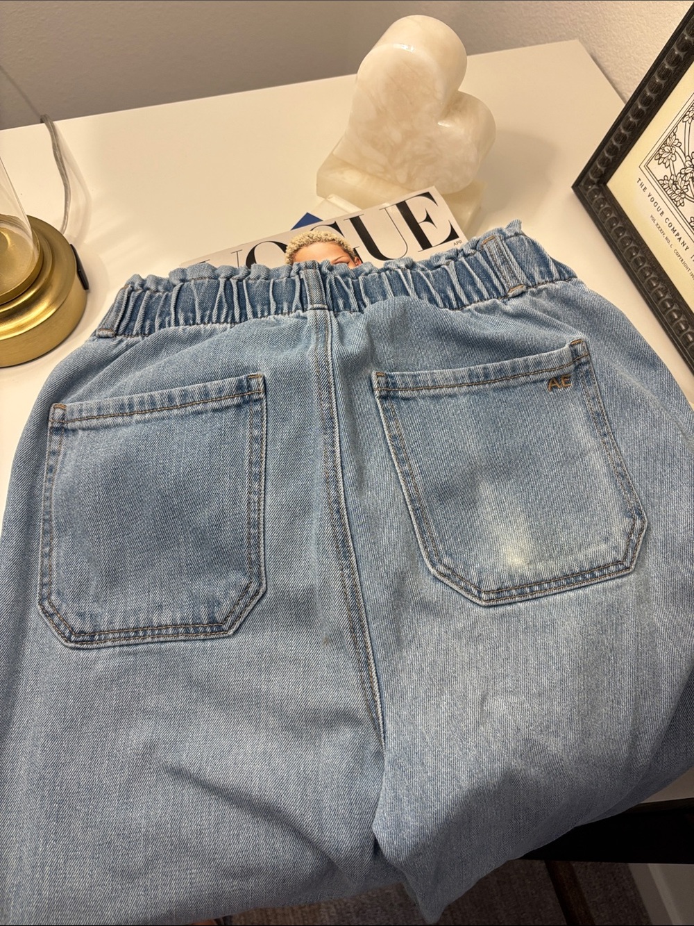 American Eagle Outfitters Light Blue Elastic Waist Jeans - Picture 7 of 9